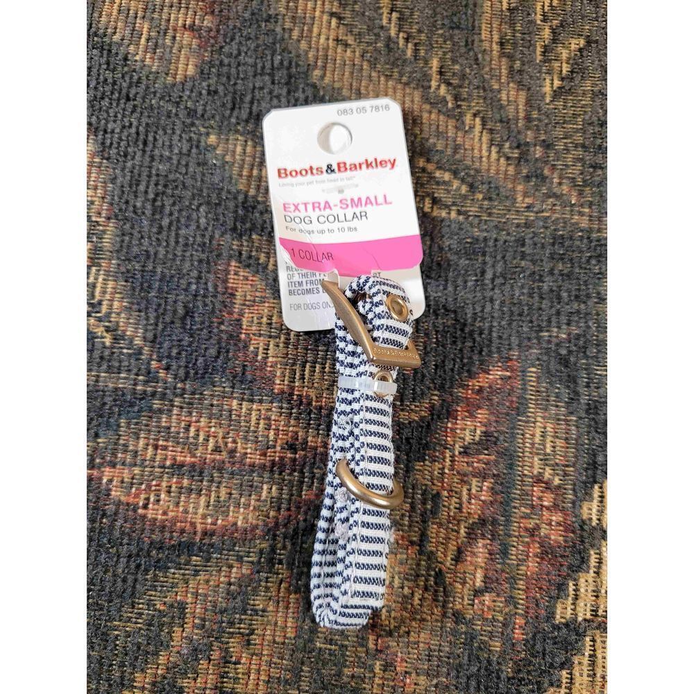 Boots & Barkley Blue and White Railroad Striped Dog Collar- Size XS- NWT
